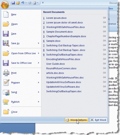 Otwieranie opcji programu Word w programie Word 2007