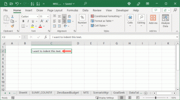 Sådan indrykkes celler i Microsoft Excel