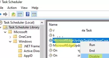 Отключить задачи ms edge в планировщике Windows 