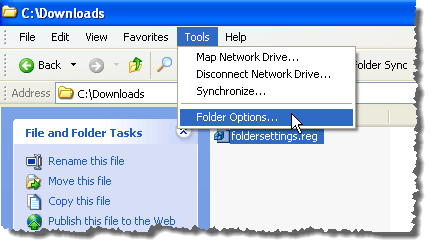 Otwieranie opcji folderów