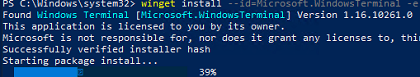 Winget instala Microsoft. Terminal de Windows 