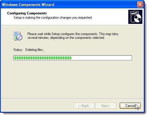 Configuración de la pantalla de progreso de componentes