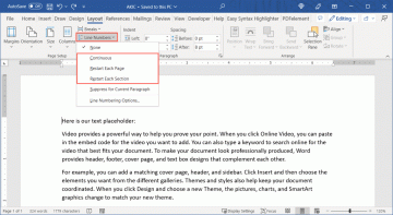 Kuinka lisätä rivinumeroita Microsoft Wordiin