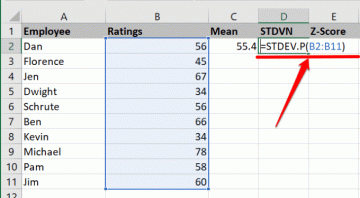 Kā aprēķināt Z punktu skaitu programmā Excel