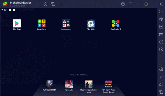 Програми Android на головному екрані Windows Bluestacks