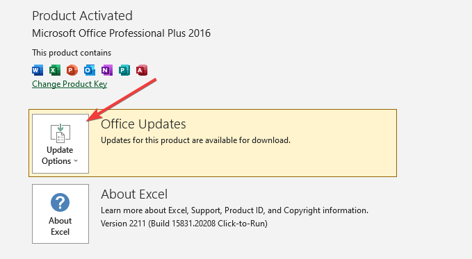 Microsoft Excel-Update