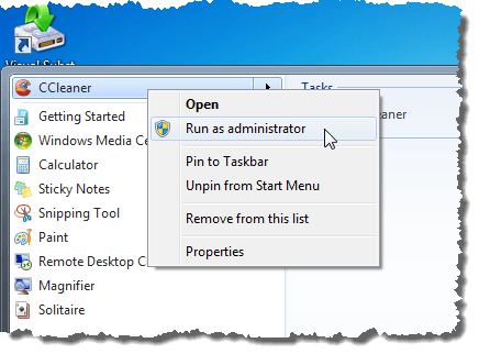 Menggunakan menu konteks program