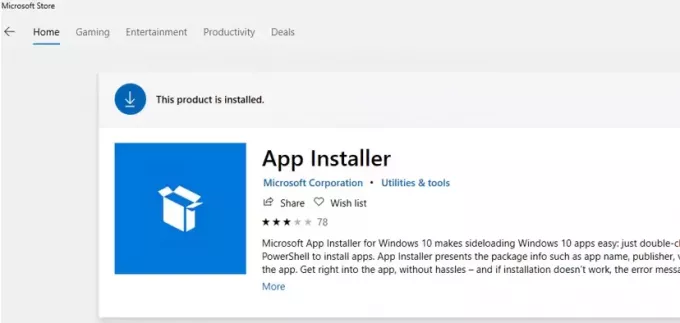 WinGet (rakenduse installija) Microsoft Store'is