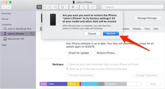 Atrakinkite „iPhone“ Pamiršau slaptažodį Atkurti „iPhone“ atsarginę kopiją