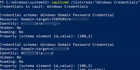 vaultcmd – hallake salvestatud Windowsi mandaatide käsuviip