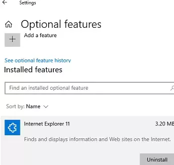 Internet Explorer 11 funktsiooni desinstallimine opsüsteemis Windows 1011