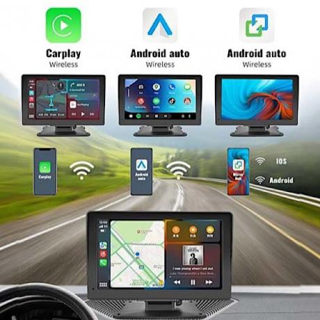 Draadloos autodisplay Carplay Android Auto schermspiegeling dashboardmontage