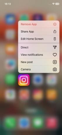 Die Option „App entfernen“ wird auf dem iPhone-Startbildschirm angezeigt. 