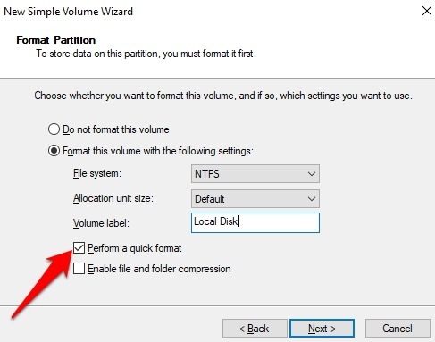 Proteggi con password File Cartelle Windows 10 Esegui formattazione rapida