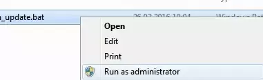lähtestage Windowsi värskenduse skript: käivitage administraatorina