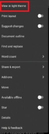 Come abilitare la modalità oscura di Google Docs su Android Light Preview