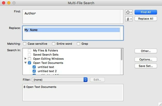 TextWrangler -mte- ค้นหาหลายไฟล์