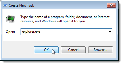 De taak explorer.exe starten in Windows 7
