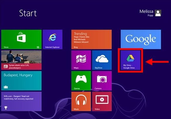 Integra Google Apps a Windows8-app-on-start-screen