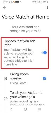 Įrenginiai, kuriuos vėliau pridėsite naudodami „Google“ padėjėjo „Voice Match“ namuose („Android“).