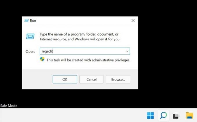 „Windows11“ naudotojo profilis „Safemode Regedit“.