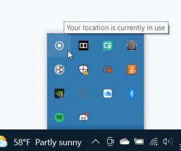 Что означает «Ваше местоположение в настоящее время используется» в Windows?