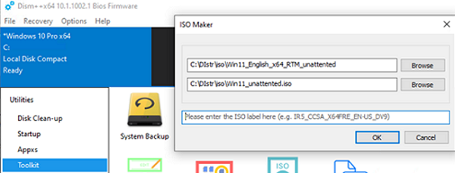 dism ++ modificar imagem iso do Windows adicionar arquivo de resposta autounattend.xml