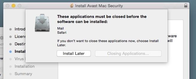 Installige rakendus Avast Mac Security.
