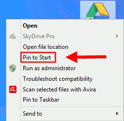 Integra Google Apps a Windows8-pin-to-start