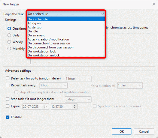 Windows Reminders Task Scheduler Task Trigger Початок