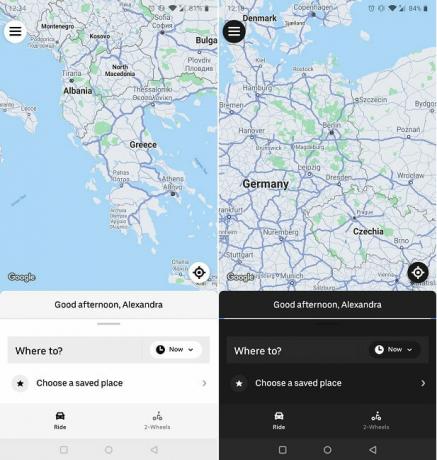 다크 모드를 강제 실행하는 방법 모든 앱 Uber 라이트 다크 모드