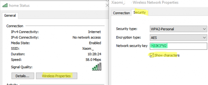 pokaži varnostni ključ omrežja wi-fi v sistemu Windows 10