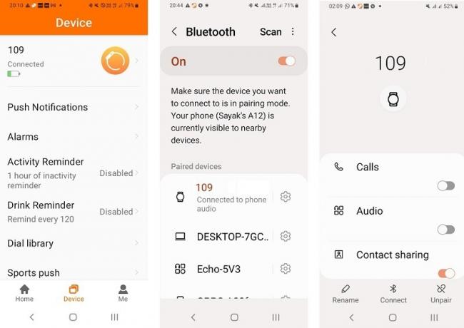 „Android“ išmaniojo laikrodžio ir telefono „Bluetooth“ atjungimas.