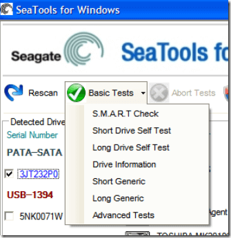 כלי אבחון של seagate