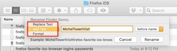 Bedste Mac Finder -præferencer Omdøb flere filer til venstre