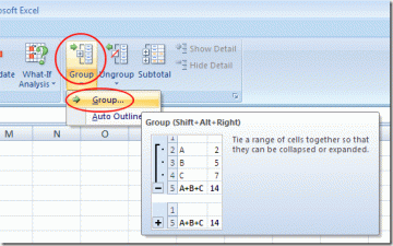 Группировка строк и столбцов на листе Excel