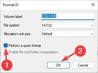 Drive Access Denid - Opzione di formattazione rapida