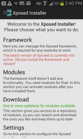 Programma di installazione di Xposed per Android.