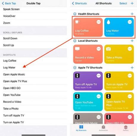 Terug Tik op iPhone-snelkoppelingen App-integratie