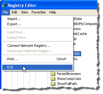 Menutup Editor Registri