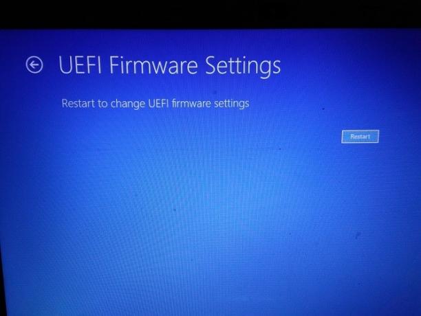 Impostazioni firmware Uefi Riavvio di Windows 10