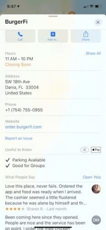 Naudokite „Apple“ žemėlapius Raskite „Apple Pay Iphone Burgerfi“