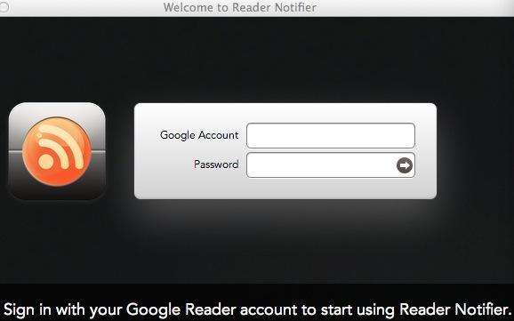Reader Notifier - ลงชื่อเข้าใช้บัญชี Google Reader ของคุณ