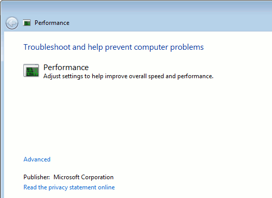 Windows-prestazioni-risoluzione dei problemi-start windows