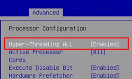 Включите Hyper-Threading и ядра ЦП в BIOS (UEFI)