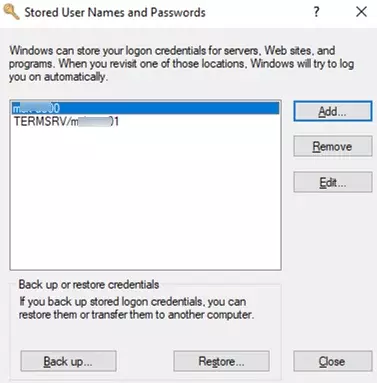 Windows 10-s salvestatud kasutajanimed ja paroolid