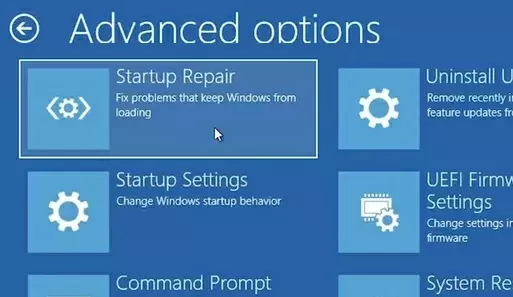 spustite opravu pri spustení v systéme Windows 10 v režime obnovenia
