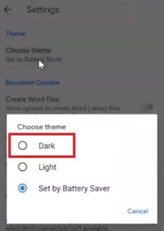 Come abilitare la modalità oscura di Google Documenti su Android Dark?