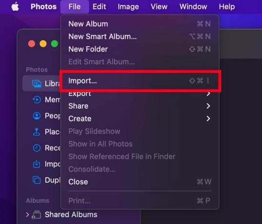Skjul fotos Mac-import