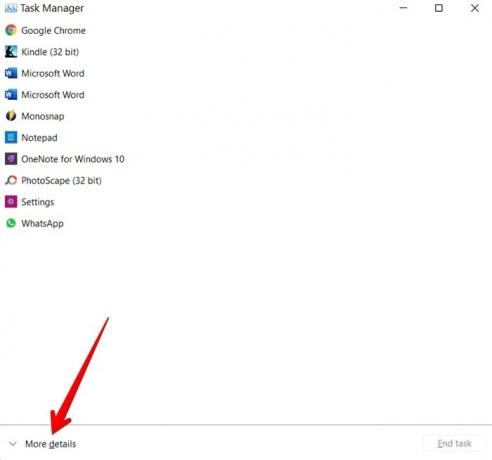 Barra delle applicazioni di Windows 11 non funzionante Task Manager Maggiori dettagli